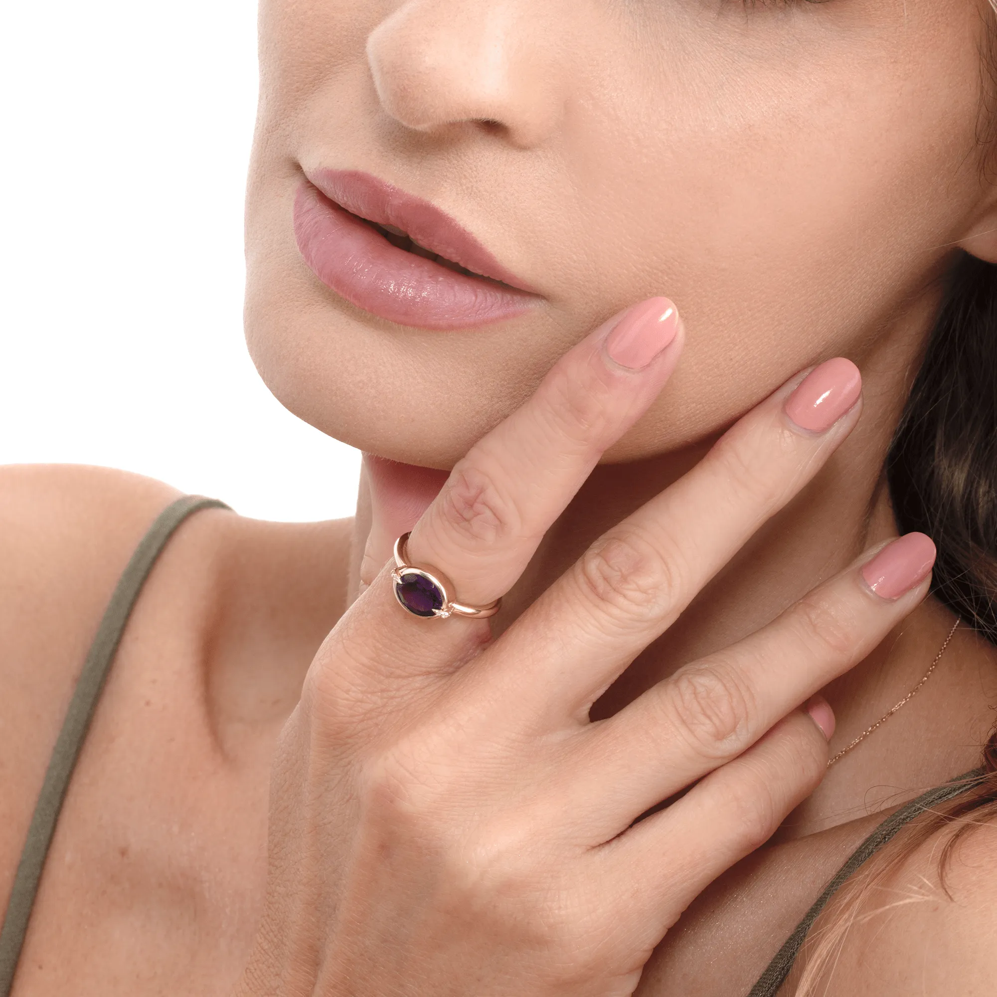 Amethyst and Claw Diamond Accent Ring, Xiomara