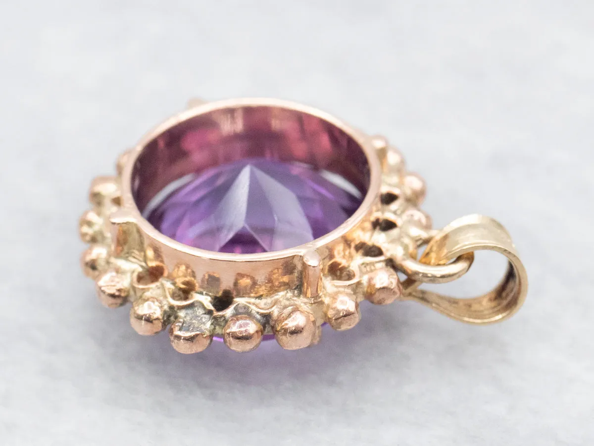 Amethyst Gemstone Pendant with Beaded Frame