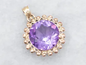 Amethyst Gemstone Pendant with Beaded Frame