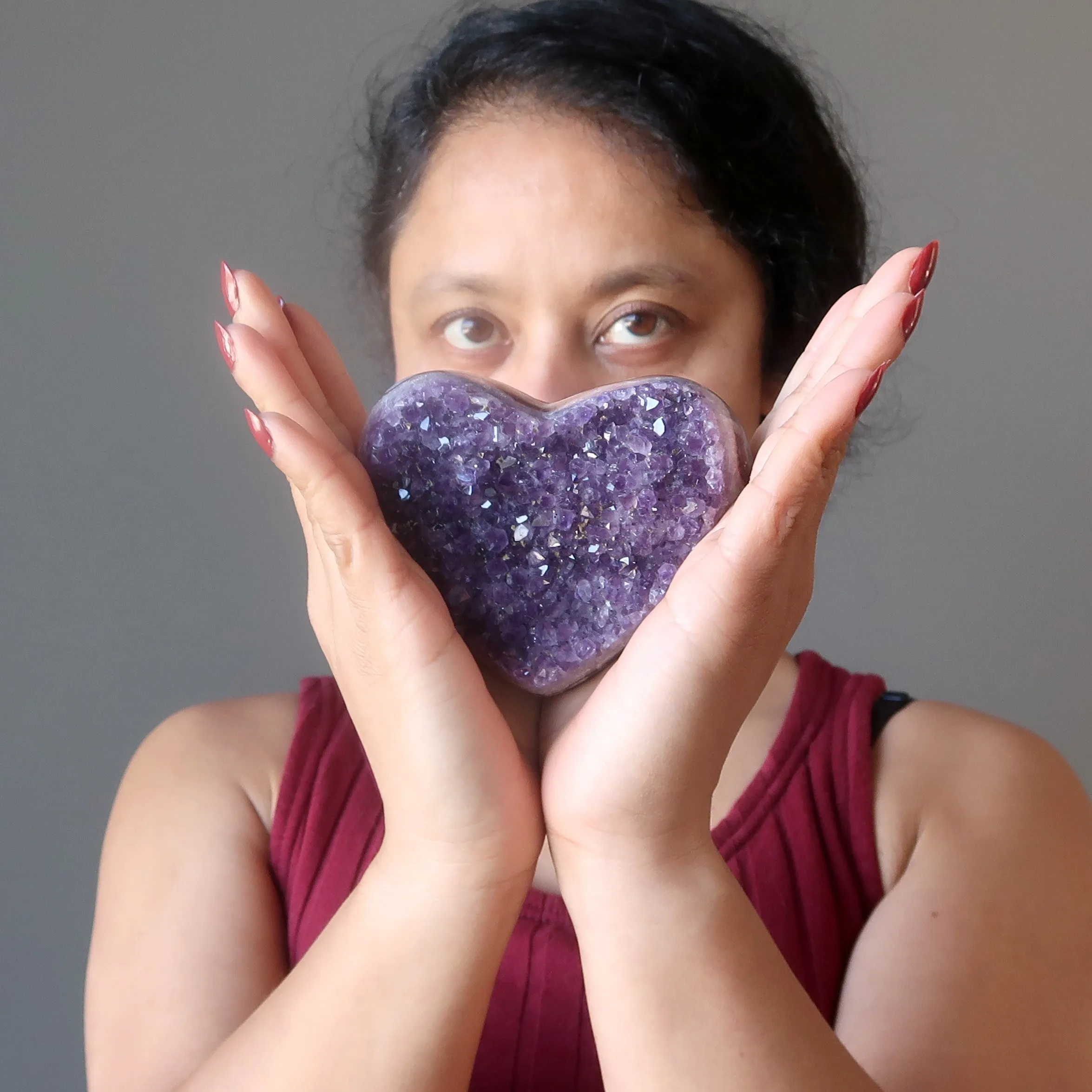 Amethyst Heart Divine Dark Purple Geode Cluster