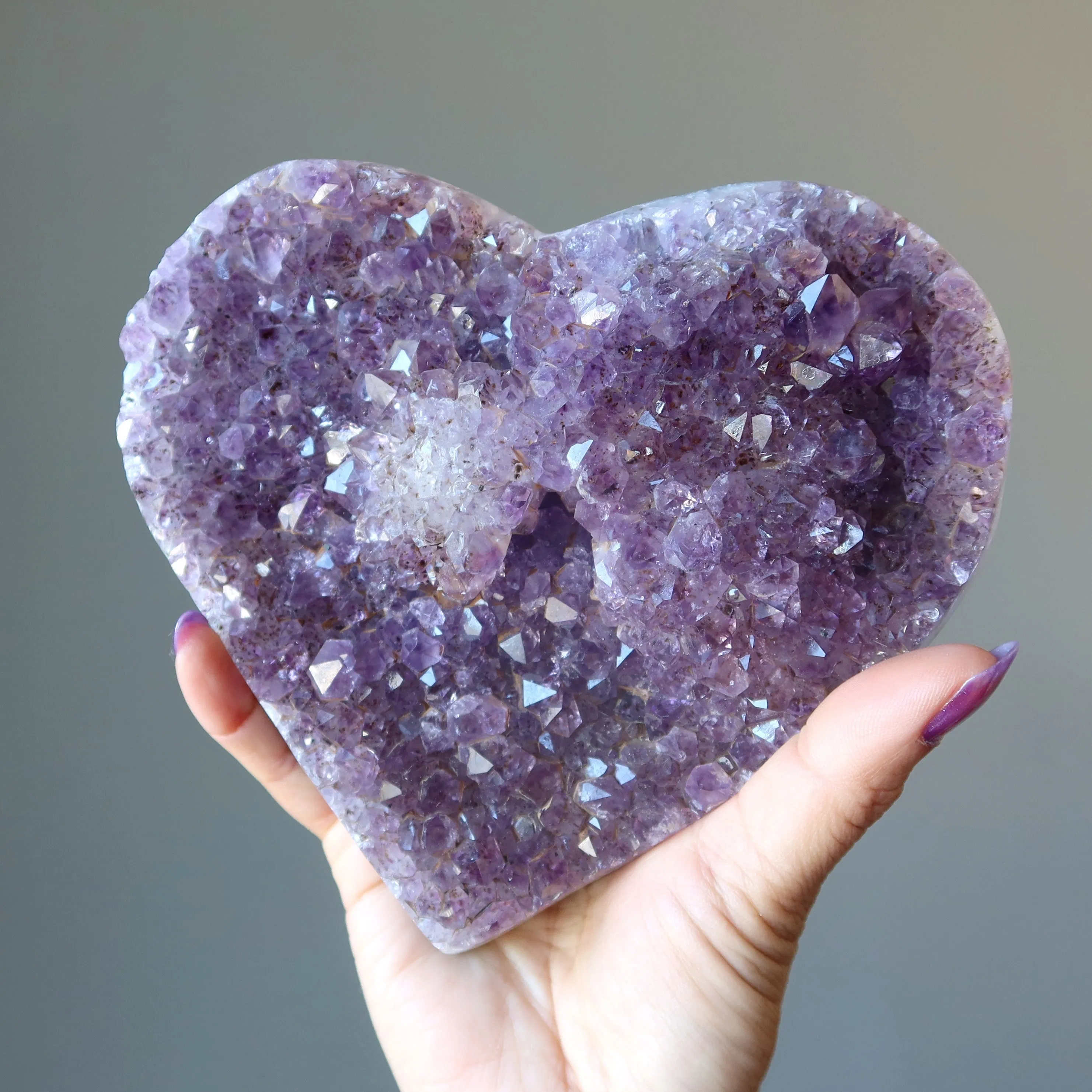 Amethyst Heart Divine Dark Purple Geode Cluster