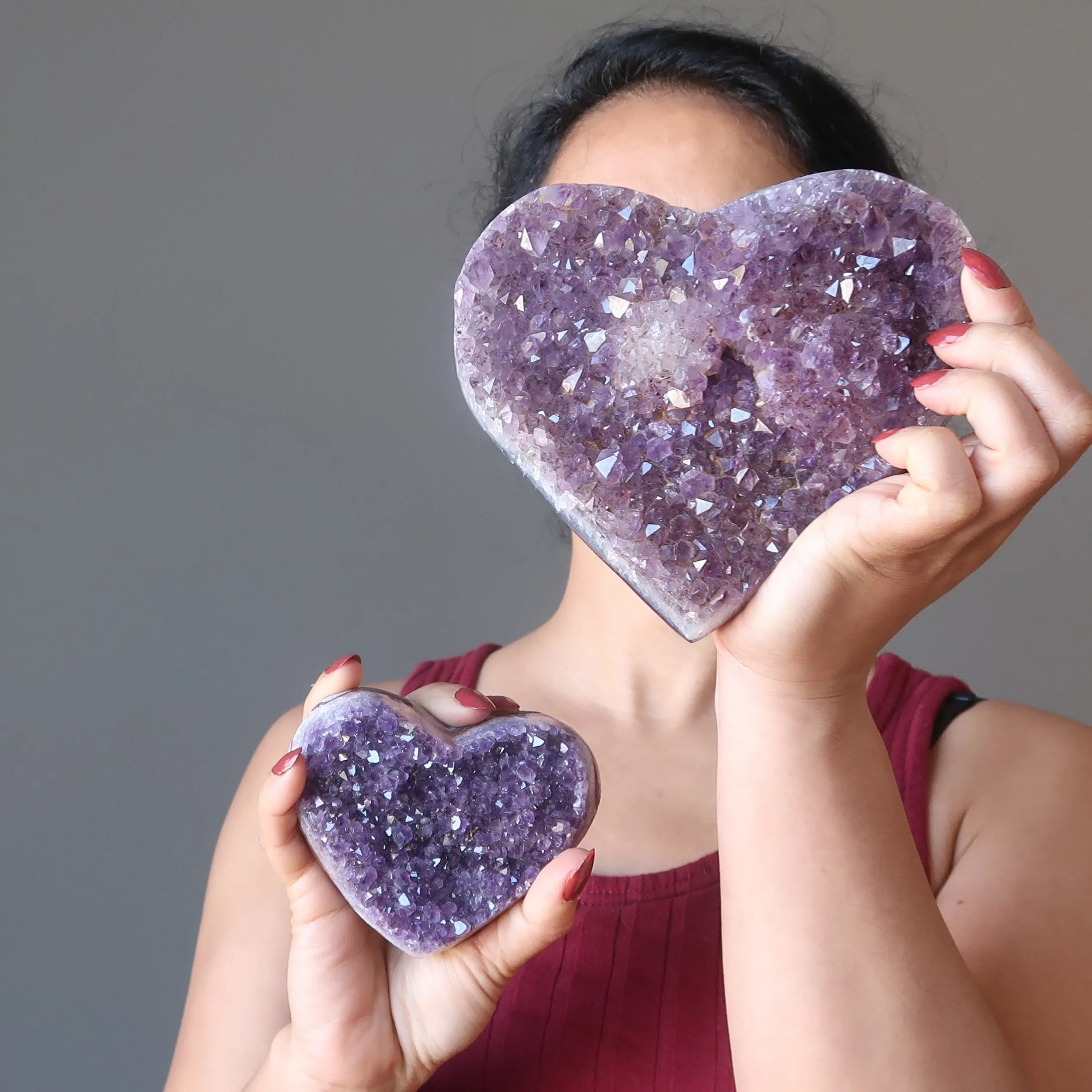Amethyst Heart Divine Dark Purple Geode Cluster