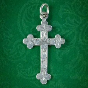Antique Edwardian Sterling Silver Cross Pendant Dated 1907