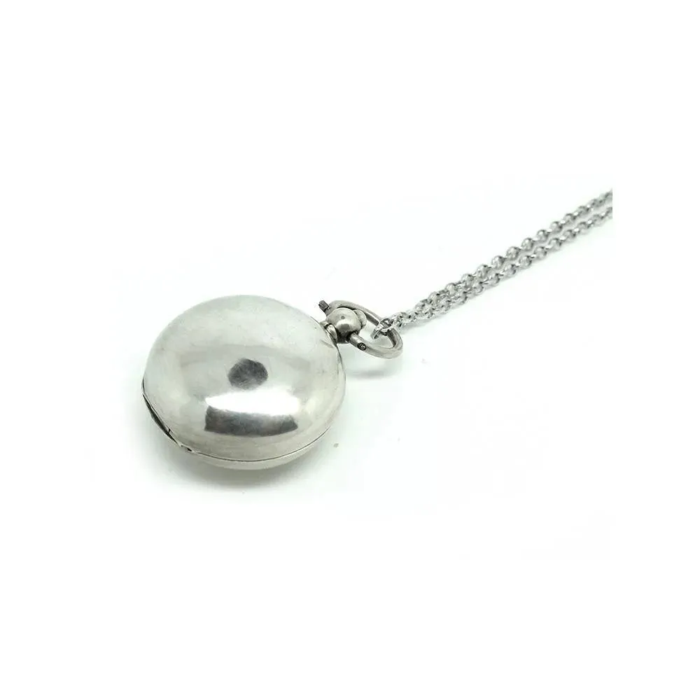 Antique Edwardian Sterling Silver Sovereign Case Locket Necklace