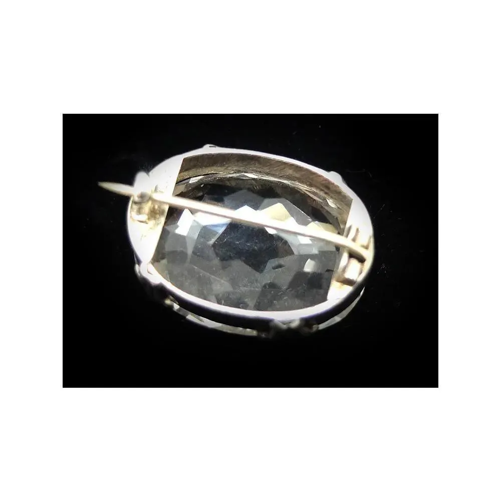 Antique Victorian (1837-1901) Sterling Silver Rock Crystal Brooch