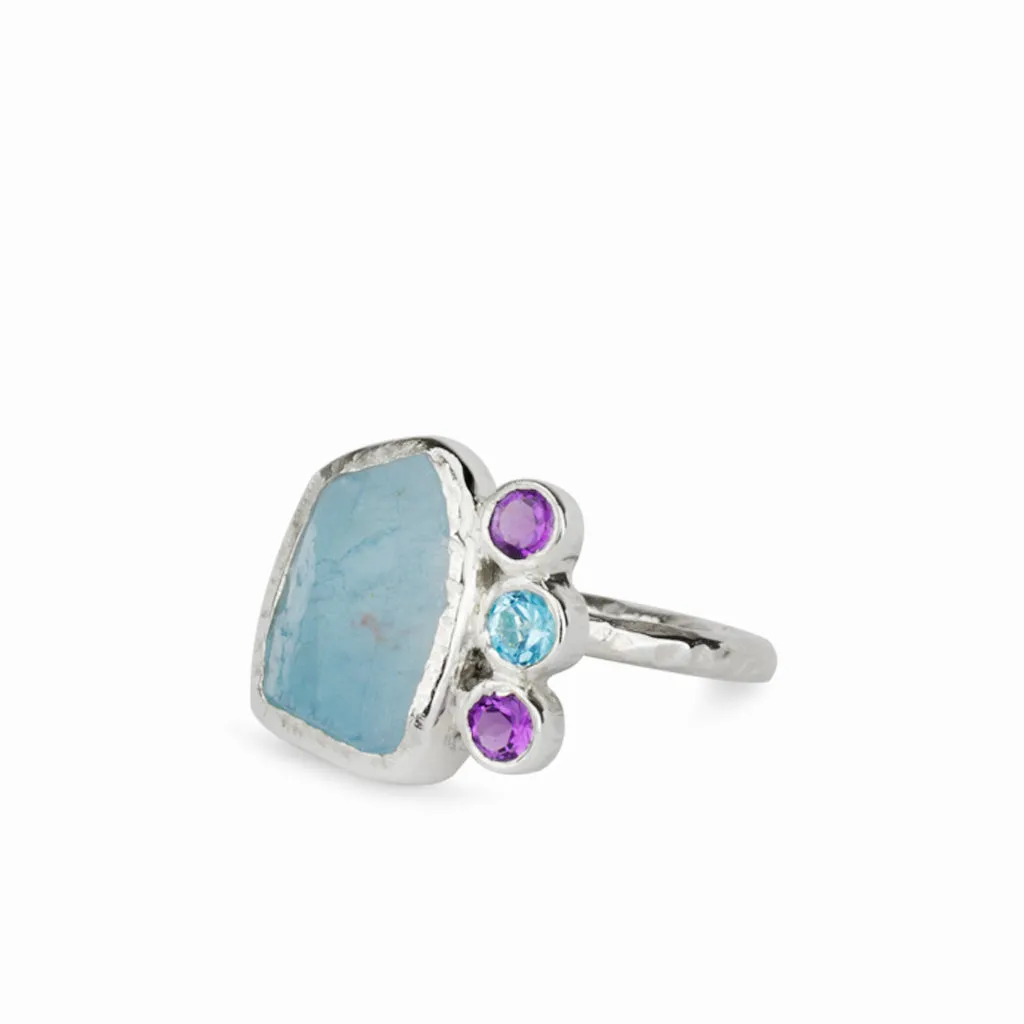 Aquamarine, Amethyst & Blue Topaz Ring