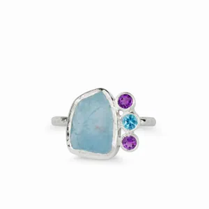 Aquamarine, Amethyst & Blue Topaz Ring