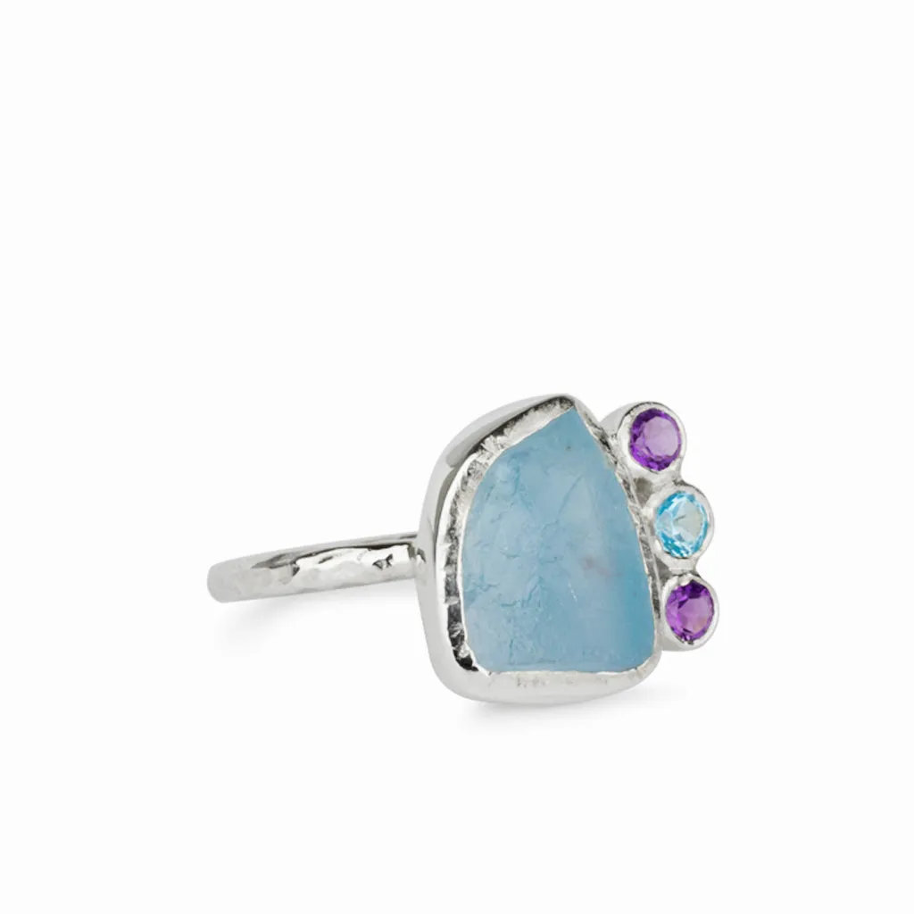 Aquamarine, Amethyst & Blue Topaz Ring