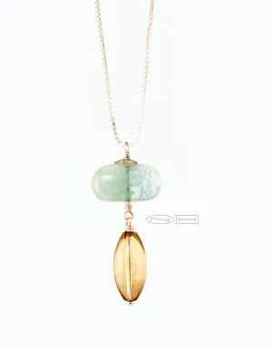 Aquamarine and Lemon Quartz