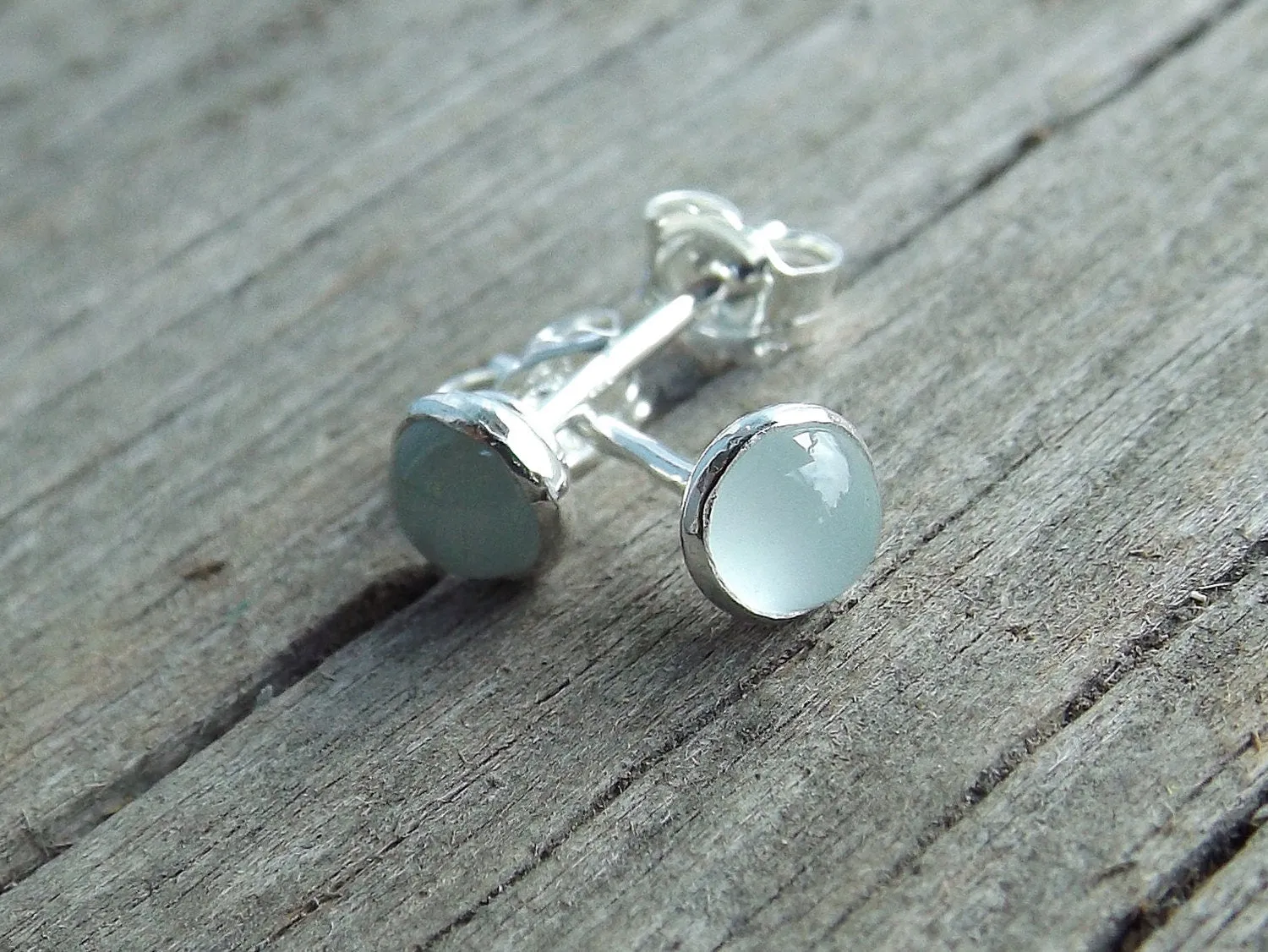 Aquamarine Earrings, Gemstone Earrings, Sterling Earrings, Post Earrings, Pale Blue Post Earrings, Small Earrings, Minimalist Earrings, Gift