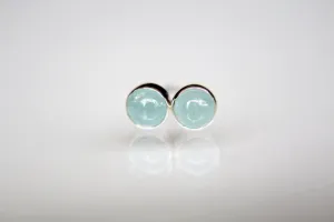 Aquamarine Earrings, Gemstone Earrings, Sterling Earrings, Post Earrings, Pale Blue Post Earrings, Small Earrings, Minimalist Earrings, Gift