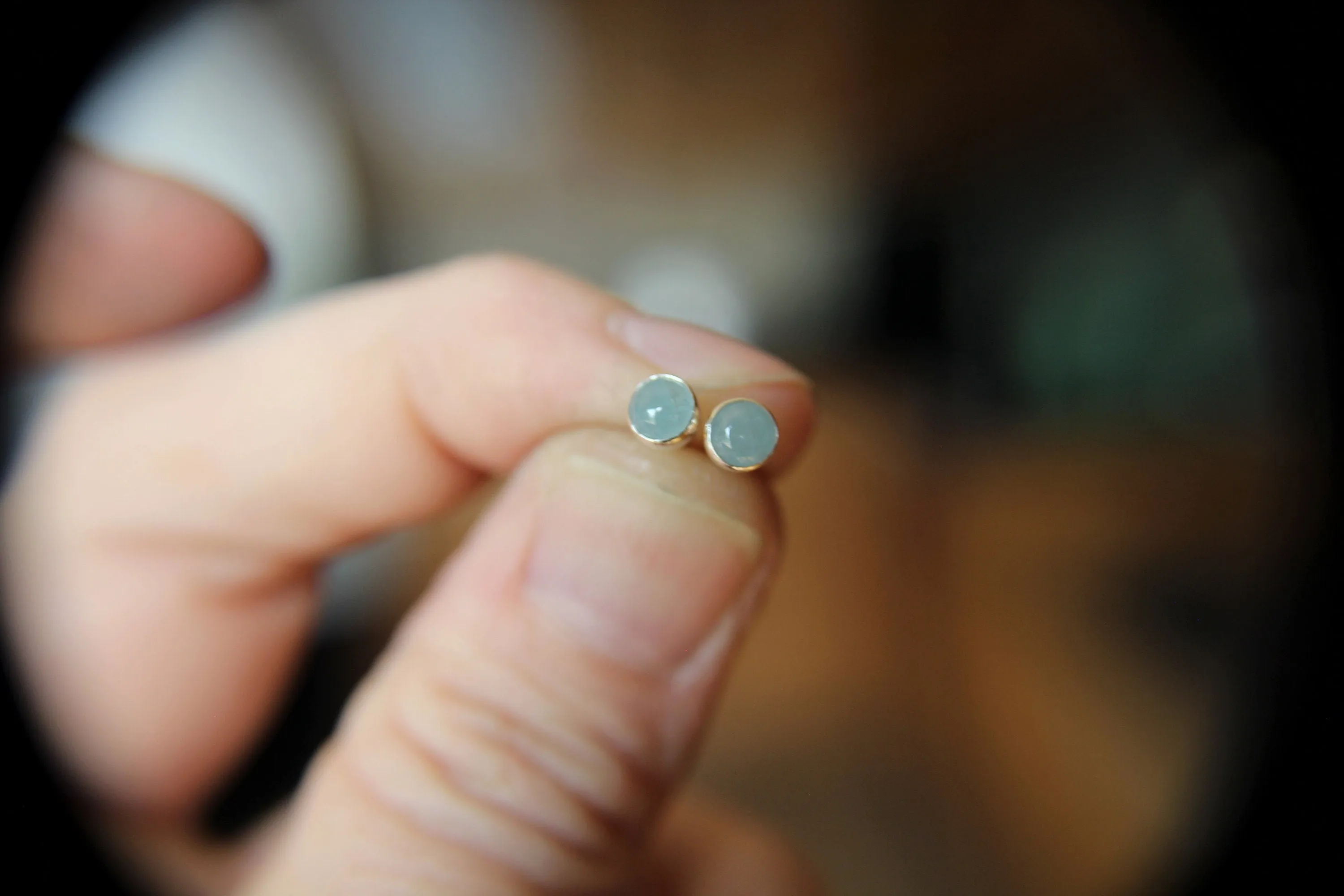 Aquamarine Earrings, Gemstone Earrings, Sterling Earrings, Post Earrings, Pale Blue Post Earrings, Small Earrings, Minimalist Earrings, Gift