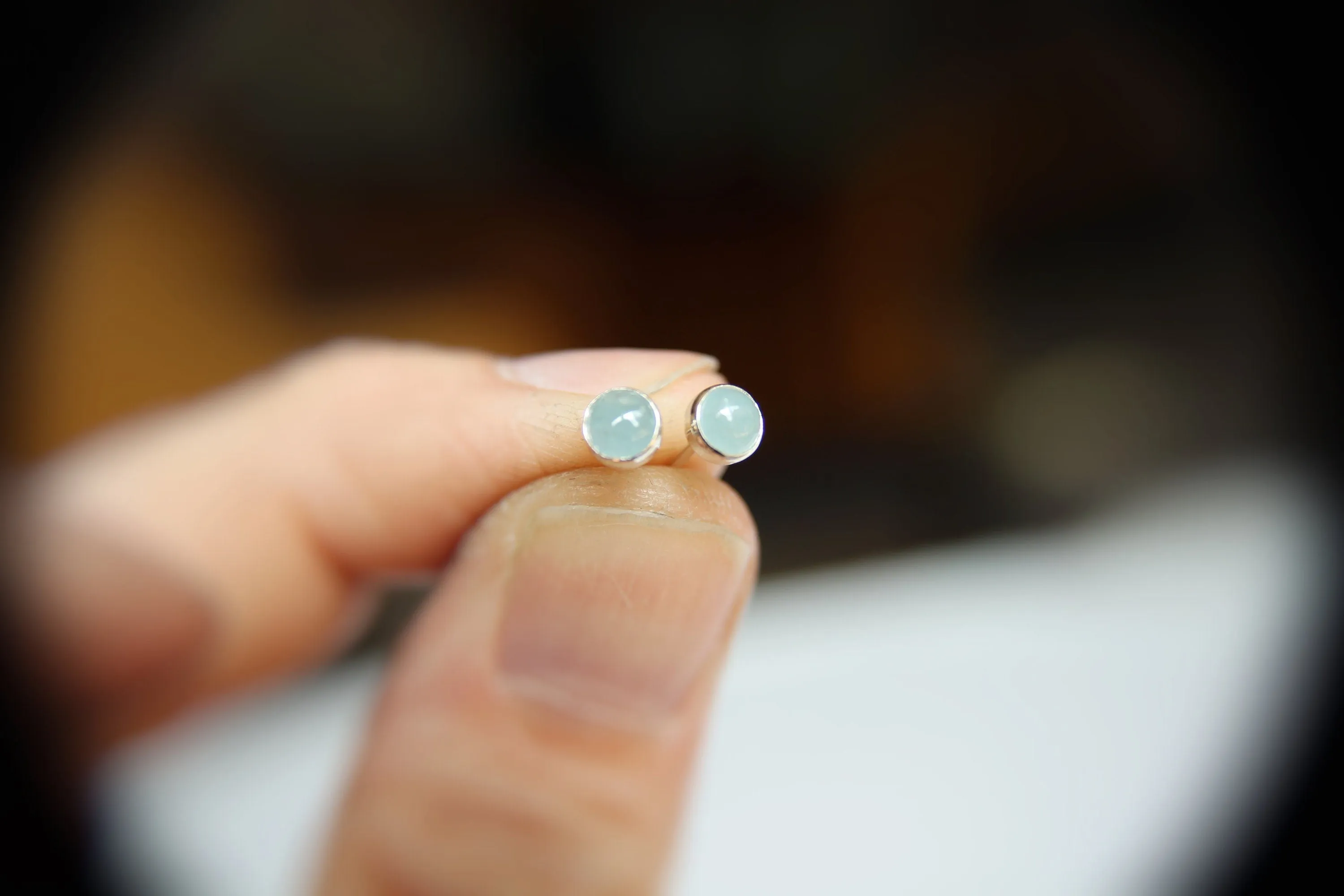 Aquamarine Earrings, Gemstone Earrings, Sterling Earrings, Post Earrings, Pale Blue Post Earrings, Small Earrings, Minimalist Earrings, Gift