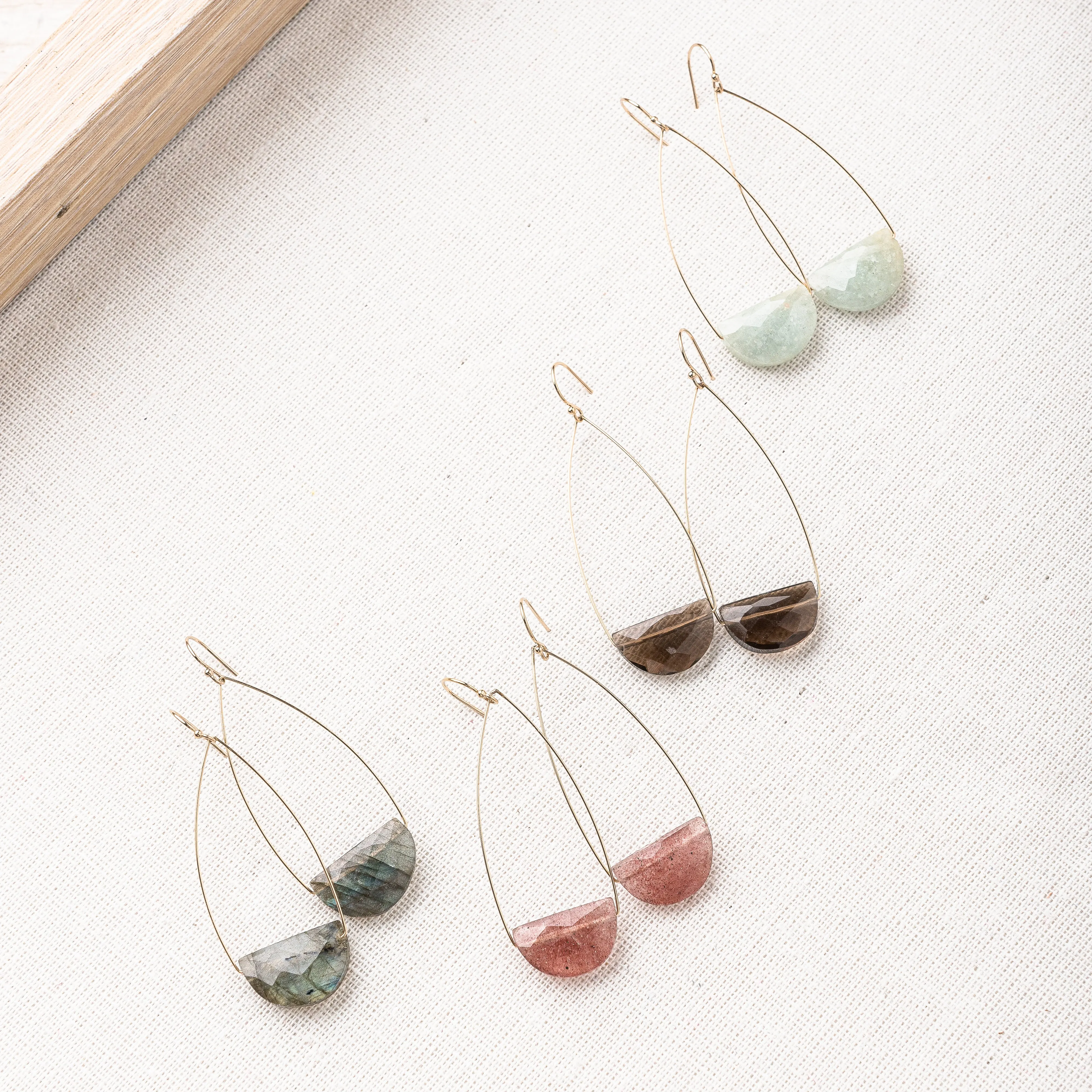 Aquamarine Half Moon Earrings