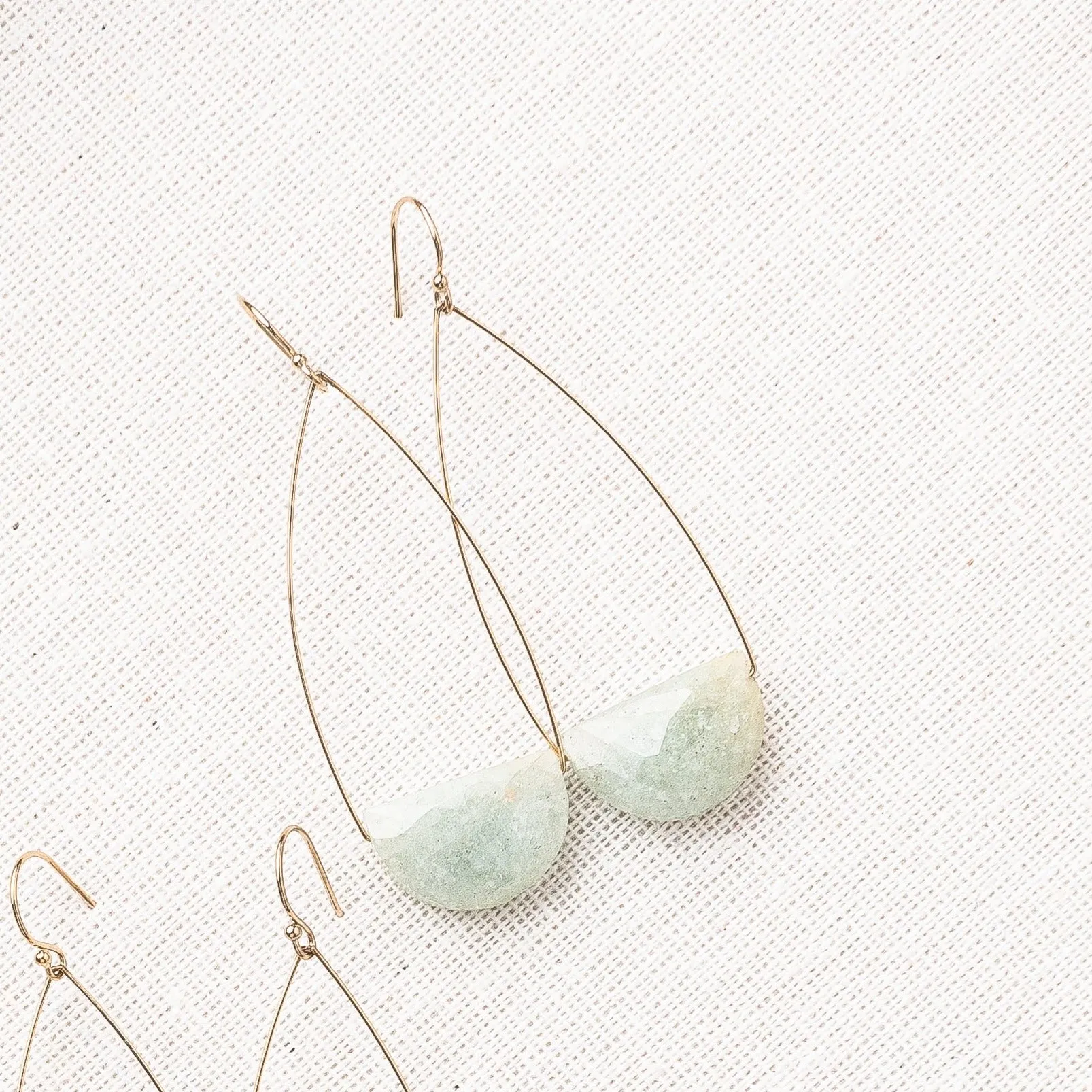 Aquamarine Half Moon Earrings