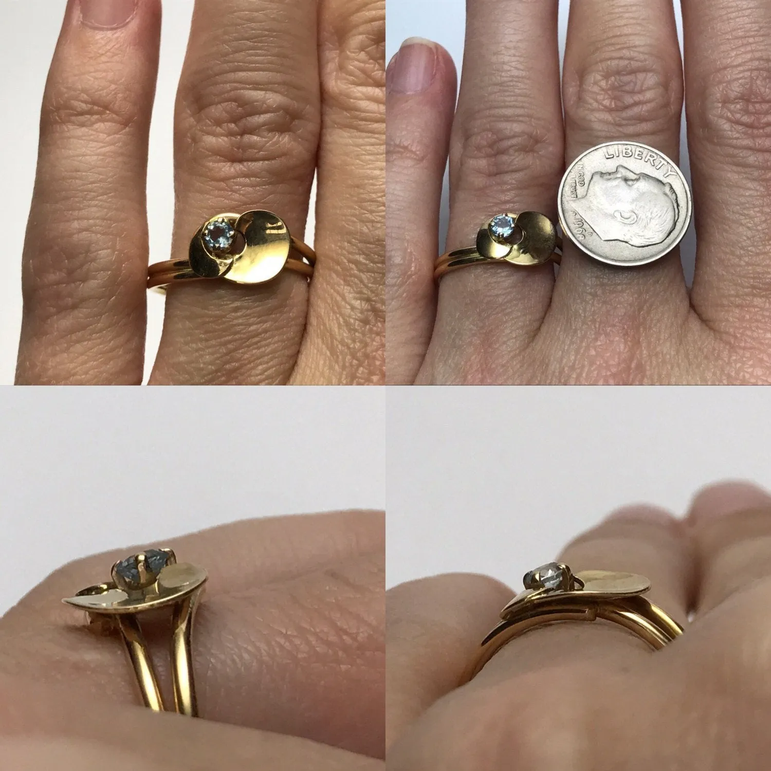 Aquamarine Promise Ring. 14k Yellow Gold. March Birthstone. 19th Anniversary Gift.