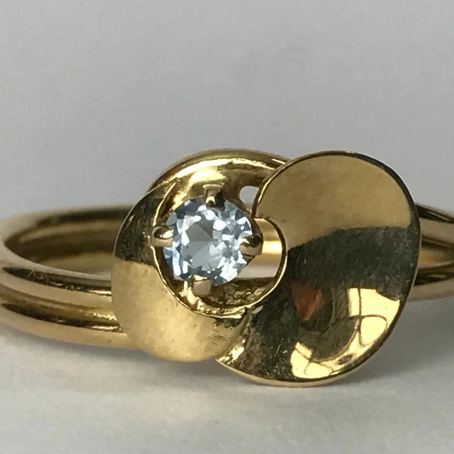 Aquamarine Promise Ring. 14k Yellow Gold. March Birthstone. 19th Anniversary Gift.