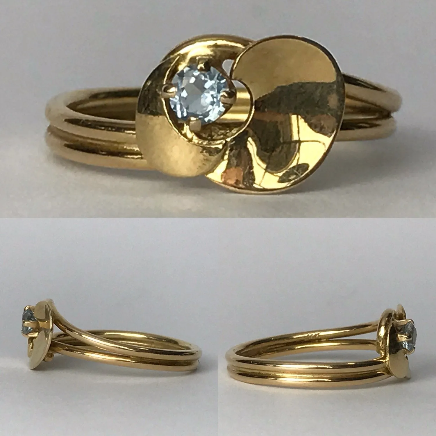 Aquamarine Promise Ring. 14k Yellow Gold. March Birthstone. 19th Anniversary Gift.