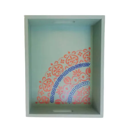 Aquamarine serving wooden tray