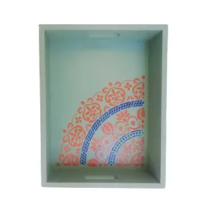 Aquamarine serving wooden tray