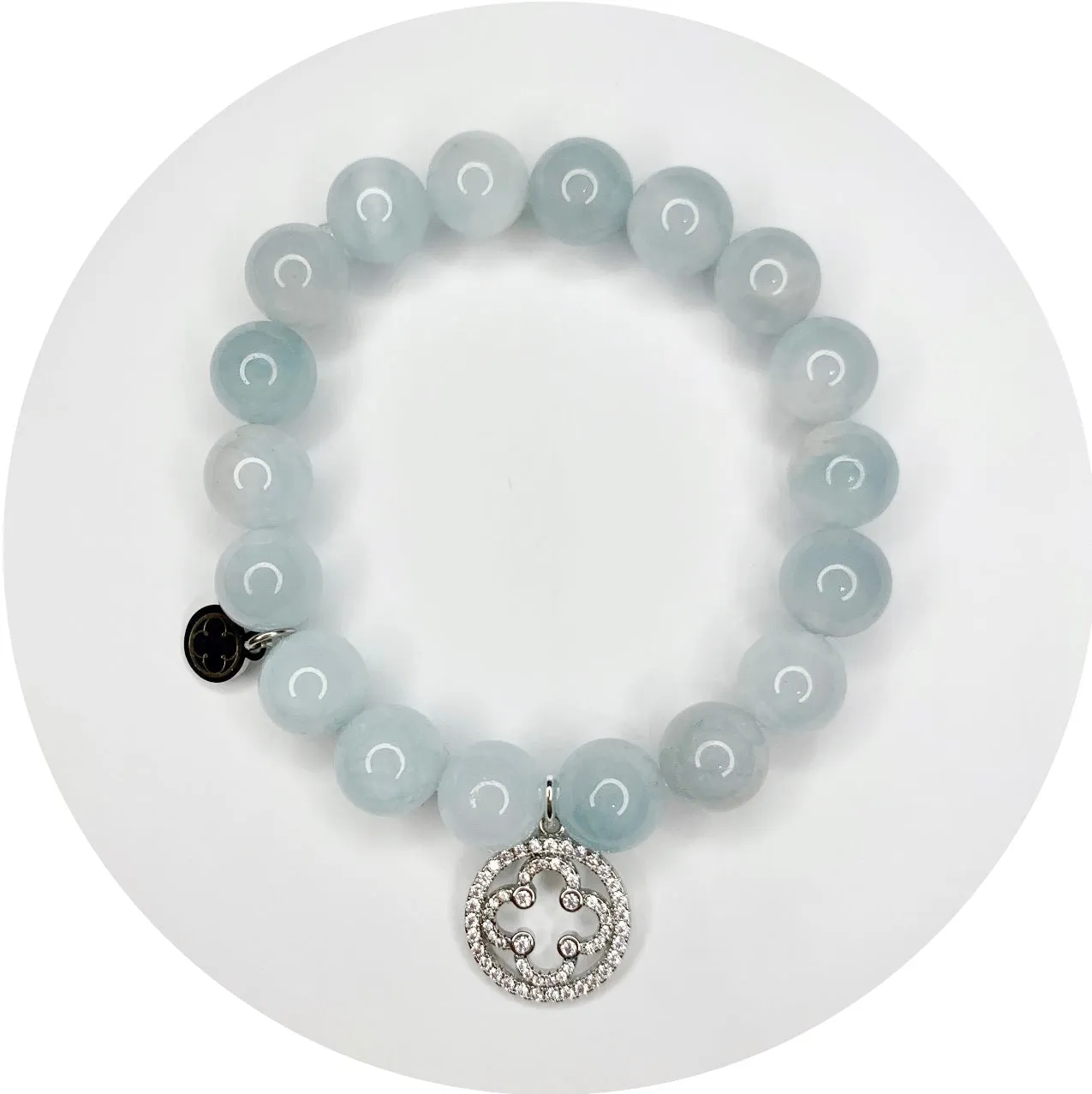 Aquamarine with Pavé Silver Signature Logo