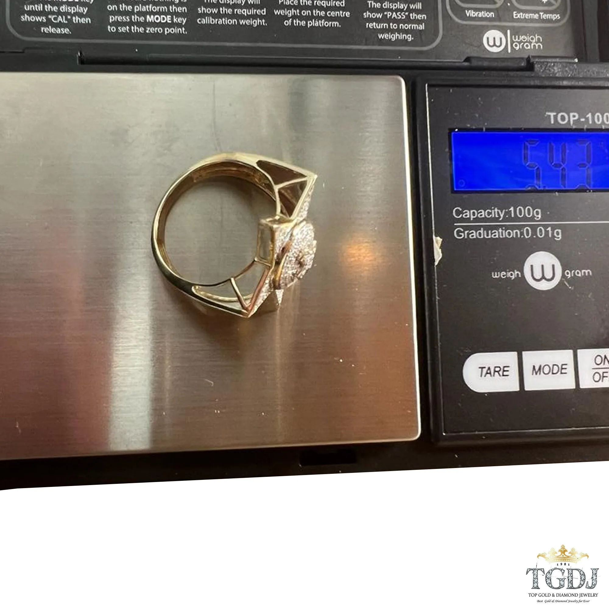 Authentic 10k Yellow Gold Iced out Diamond Star Ring for Unisex -Real Diamond Gold Ring, Star Diamond Ring, G-H Color, I1-I2 Clarity
