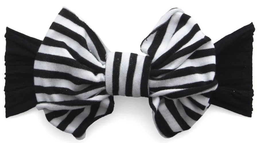 Baby Bling Black Stripe Jersey Bow Headband