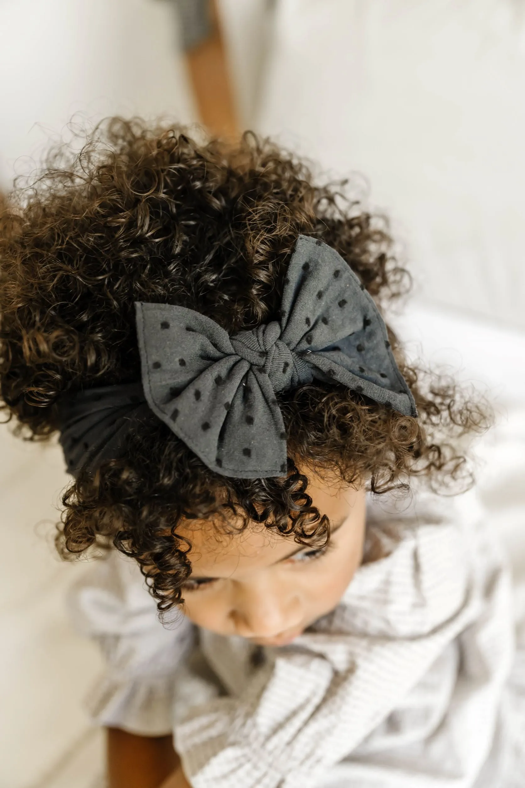 Baby Bling Smoke w/Black Dot Shabby Knot Headband