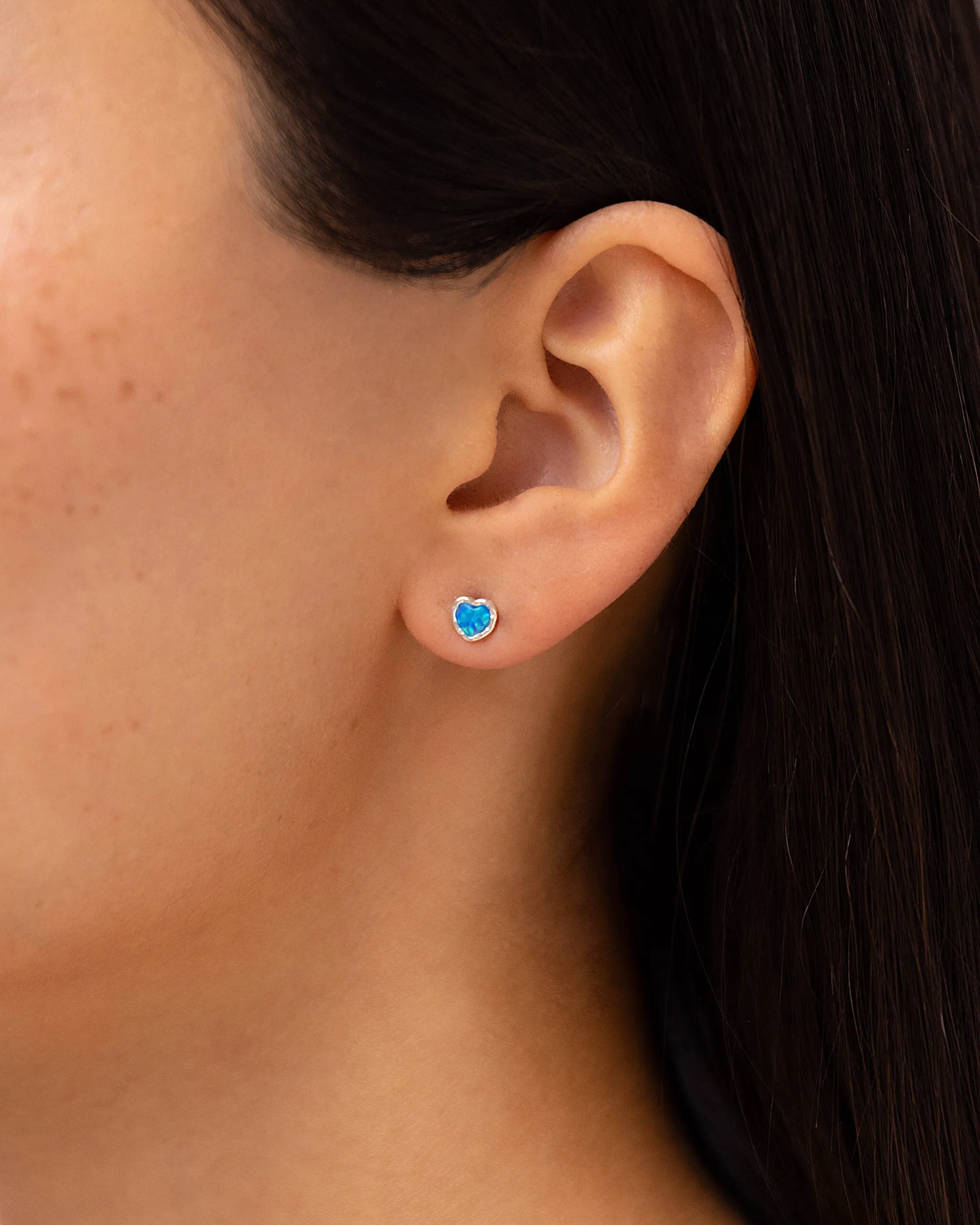 Banyan Pale Blue Opalite Heart Stud Earrings