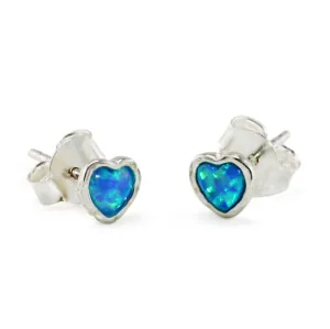 Banyan Pale Blue Opalite Heart Stud Earrings
