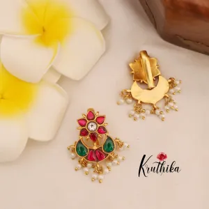 Beautiful floral Jadau Earcuffs | upper earrings | Bugadi Earrings E430