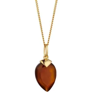Beginnings January Birthstone Chalcedony Quartz Pendant - Yellow Gold/Brown
