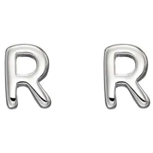 Beginnings R Initial Stud Earrings - Silver