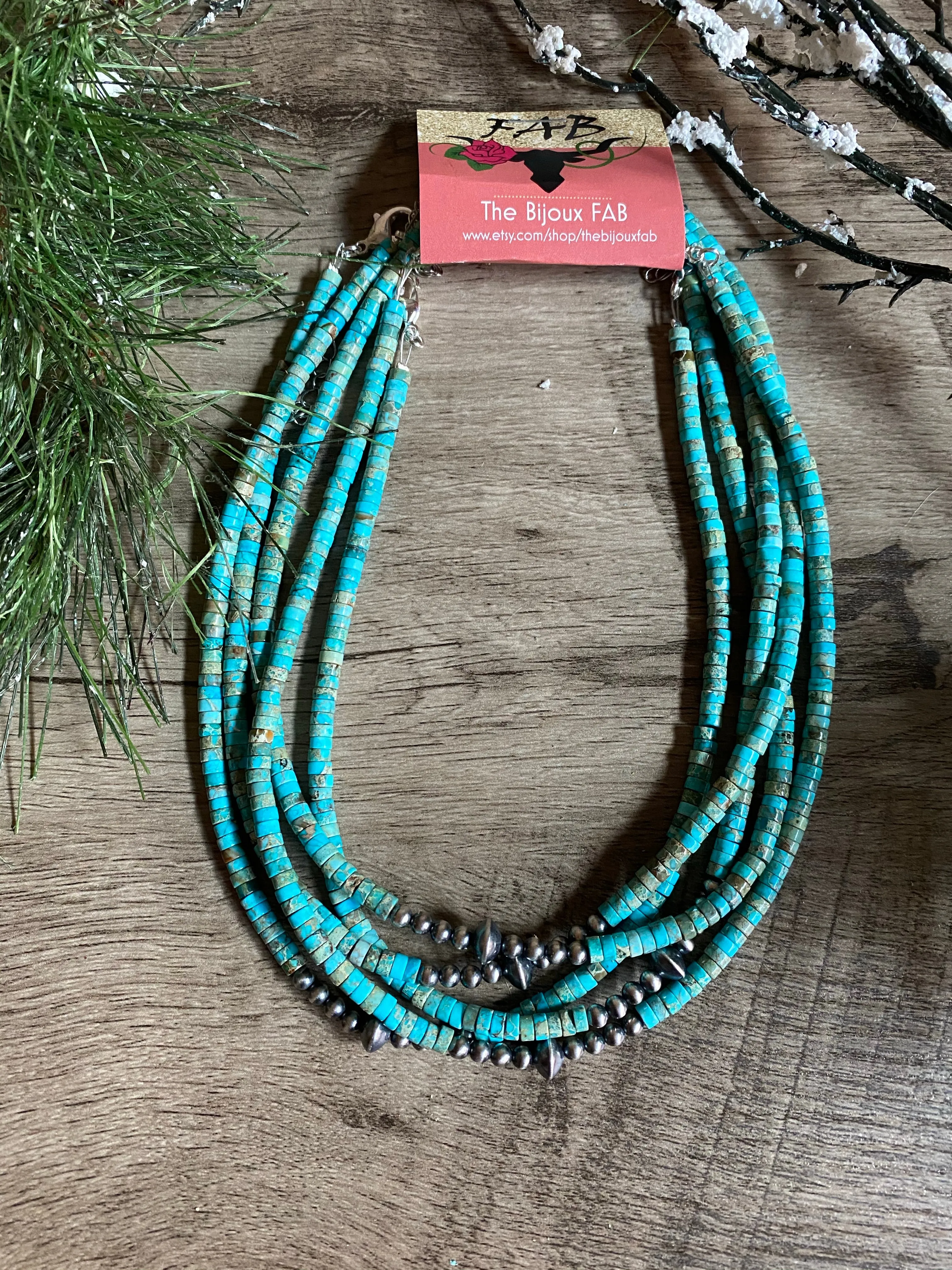 Best Seller Sterling Silver Pearls choker and variscite turquoise