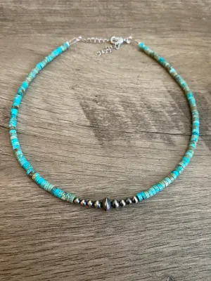 Best Seller Sterling Silver Pearls choker and variscite turquoise