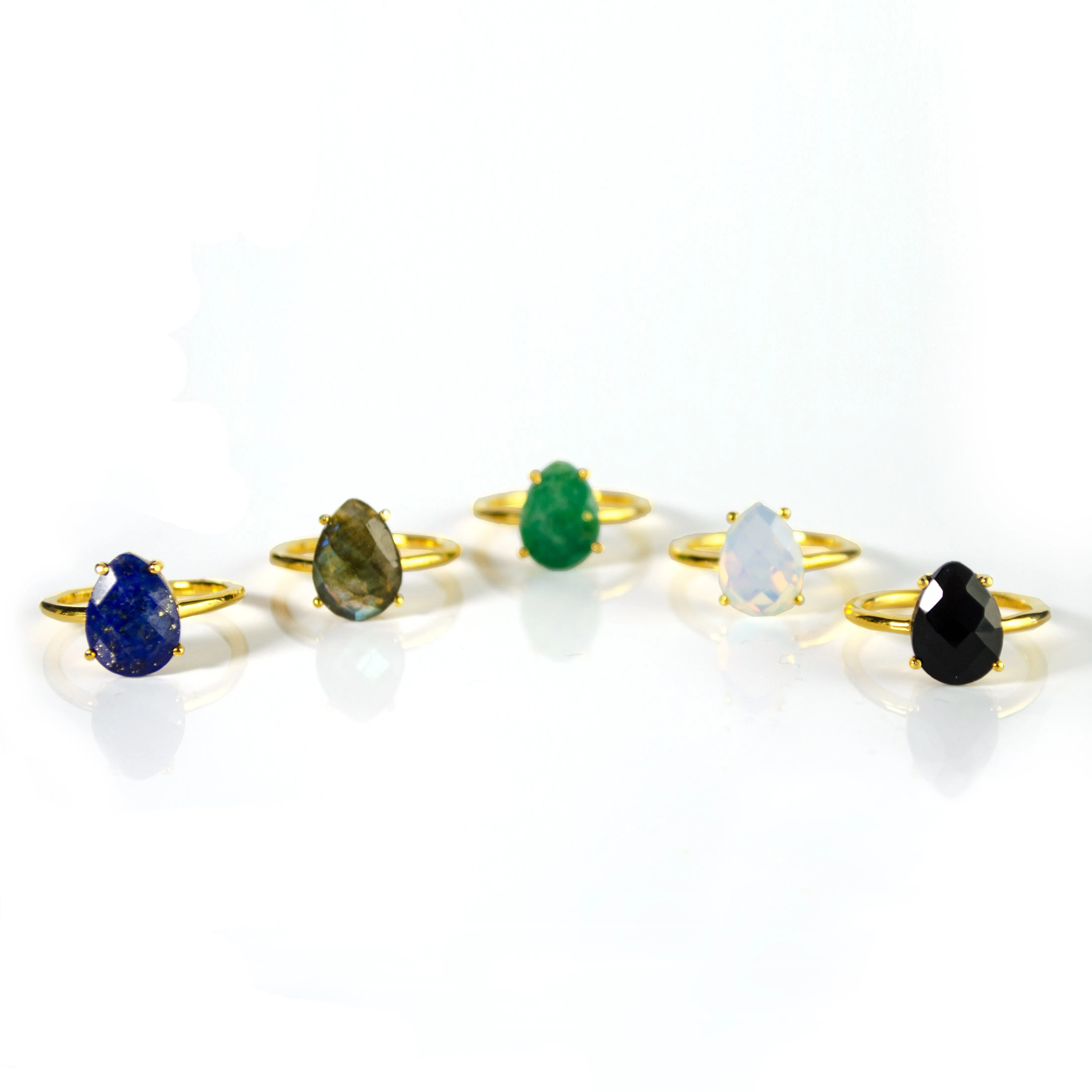 Black Onyx Teardrop Prong Set Ring • Capricorn Birthstone