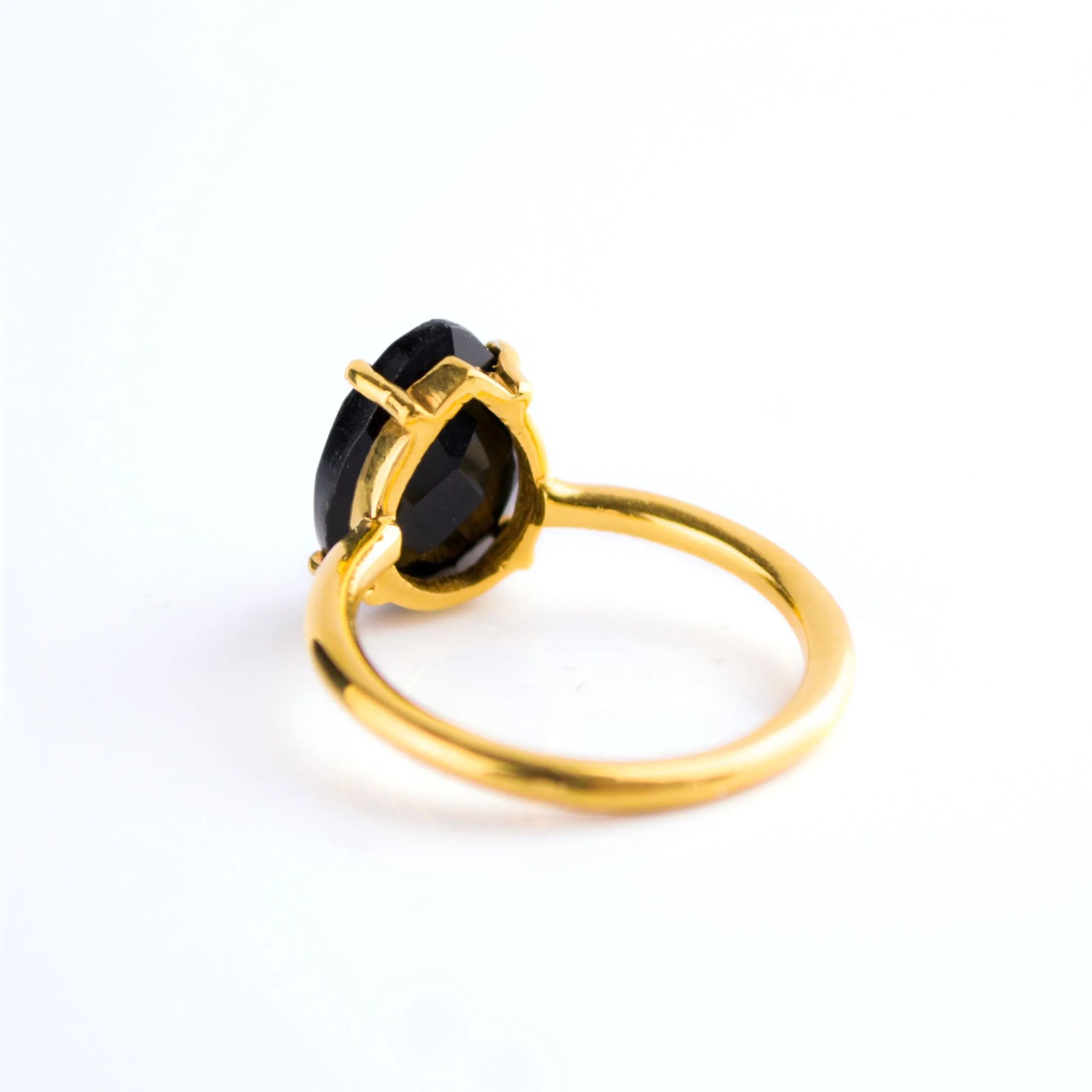 Black Onyx Teardrop Prong Set Ring • Capricorn Birthstone