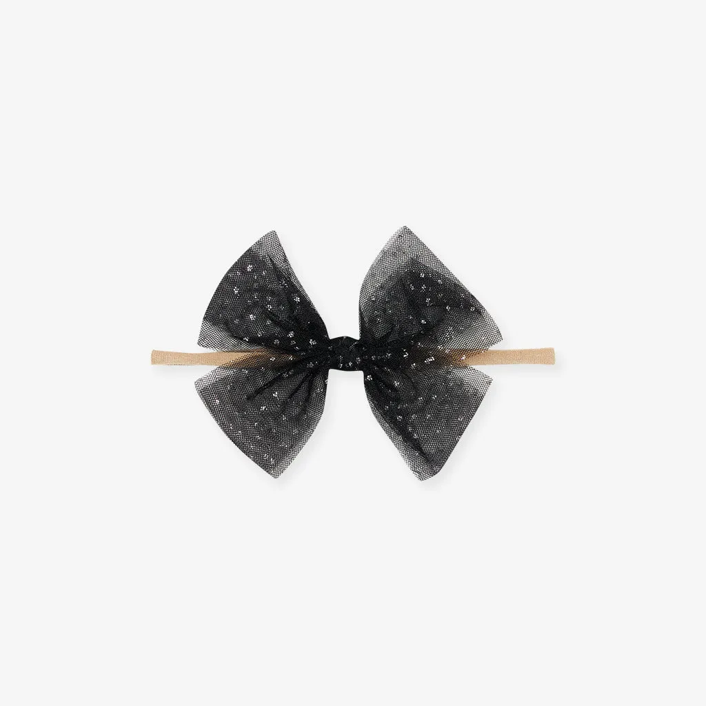 Black Tulle Bow Nylon Headband