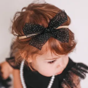 Black Tulle Bow Nylon Headband
