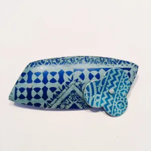 Blue Brooch with Flower
