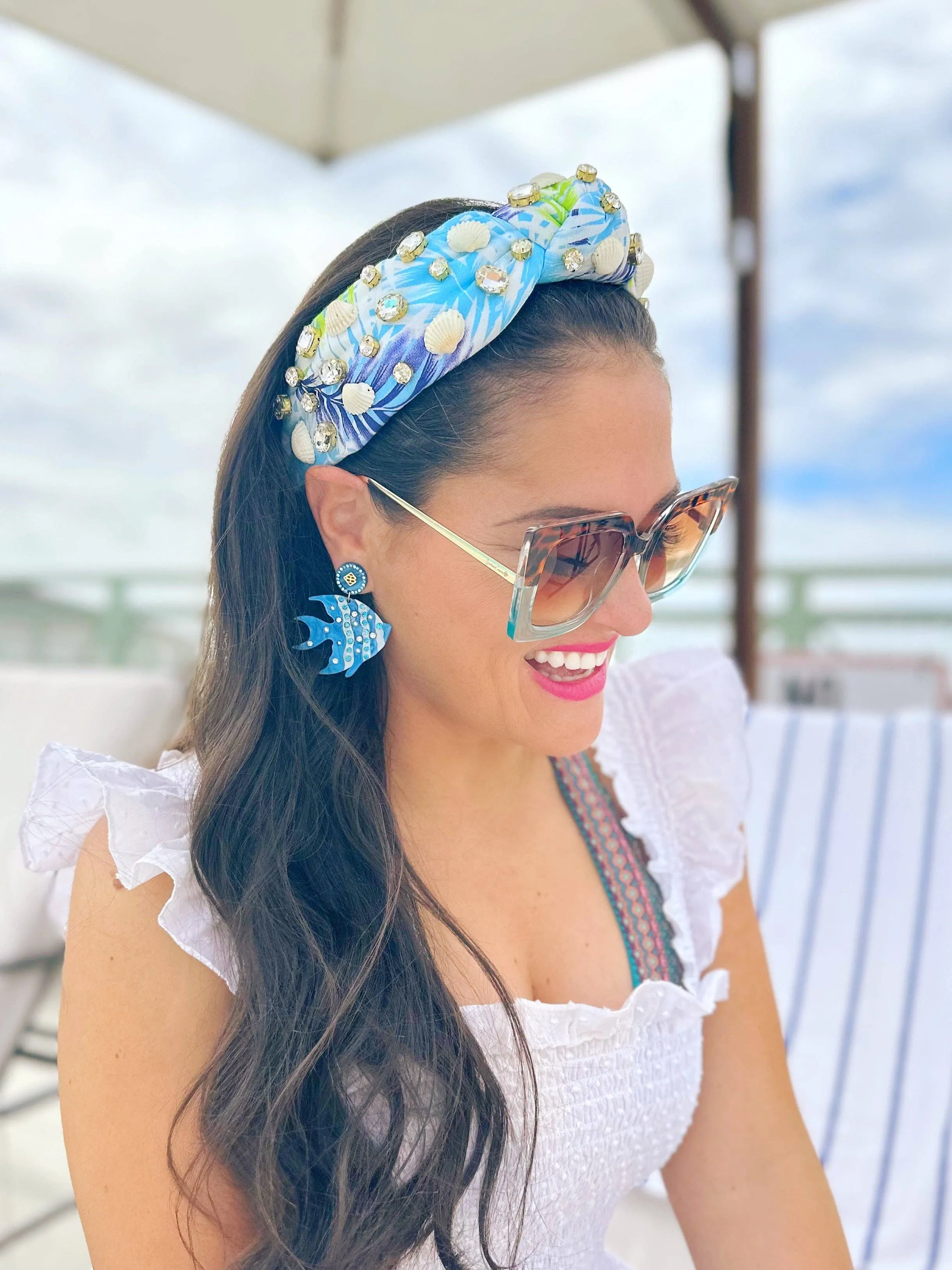 Blue Crystal Shell Headband