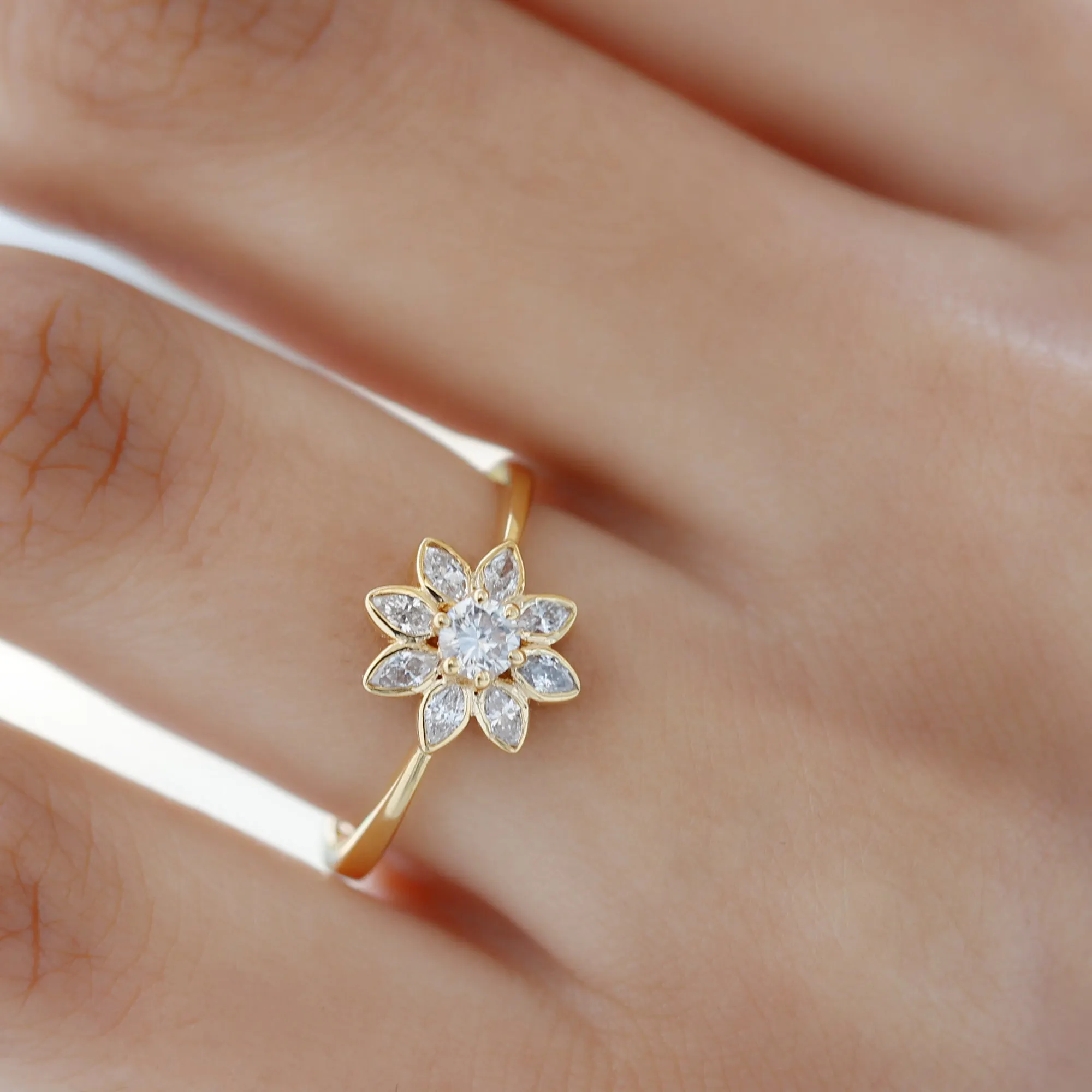 Certified Moissanite Flower Ring