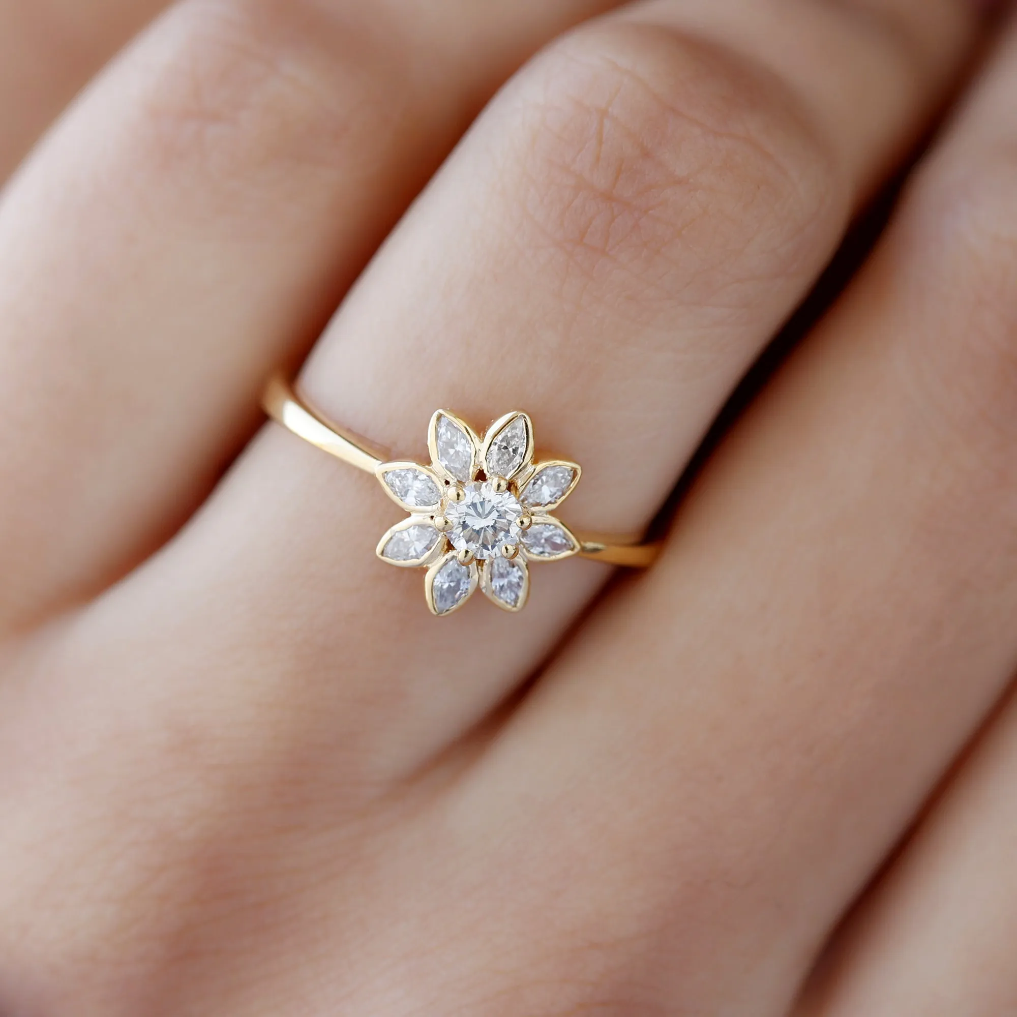 Certified Moissanite Flower Ring