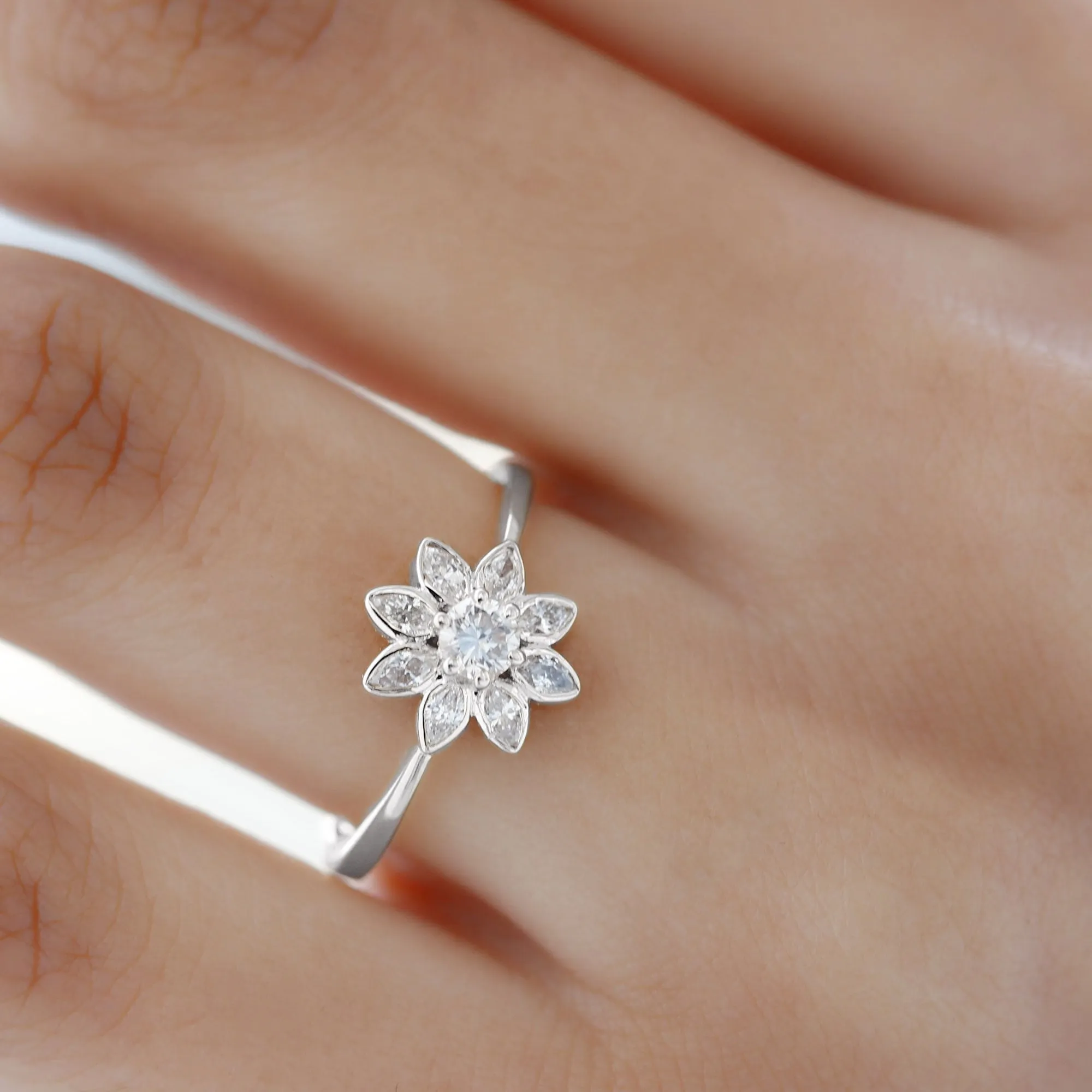 Certified Moissanite Flower Ring