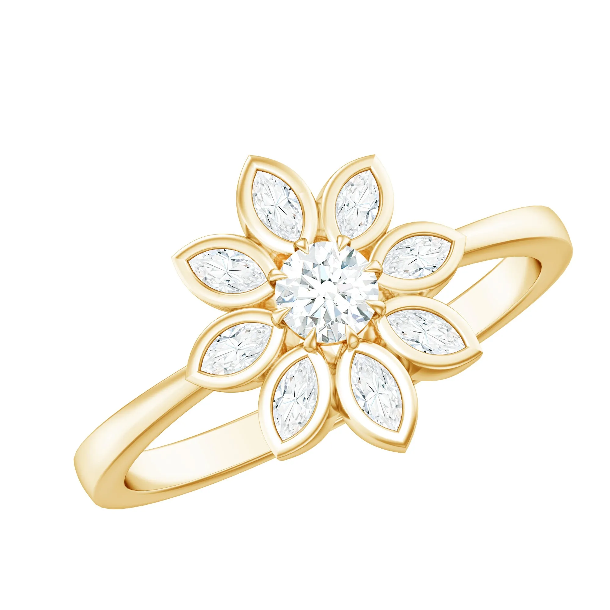 Certified Moissanite Flower Ring