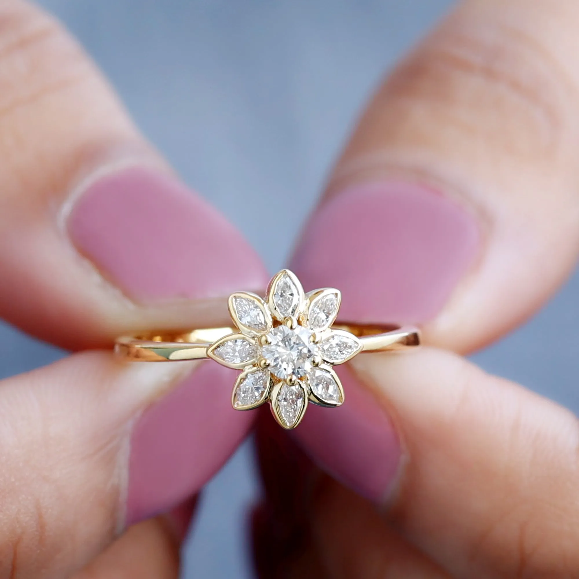 Certified Moissanite Flower Ring