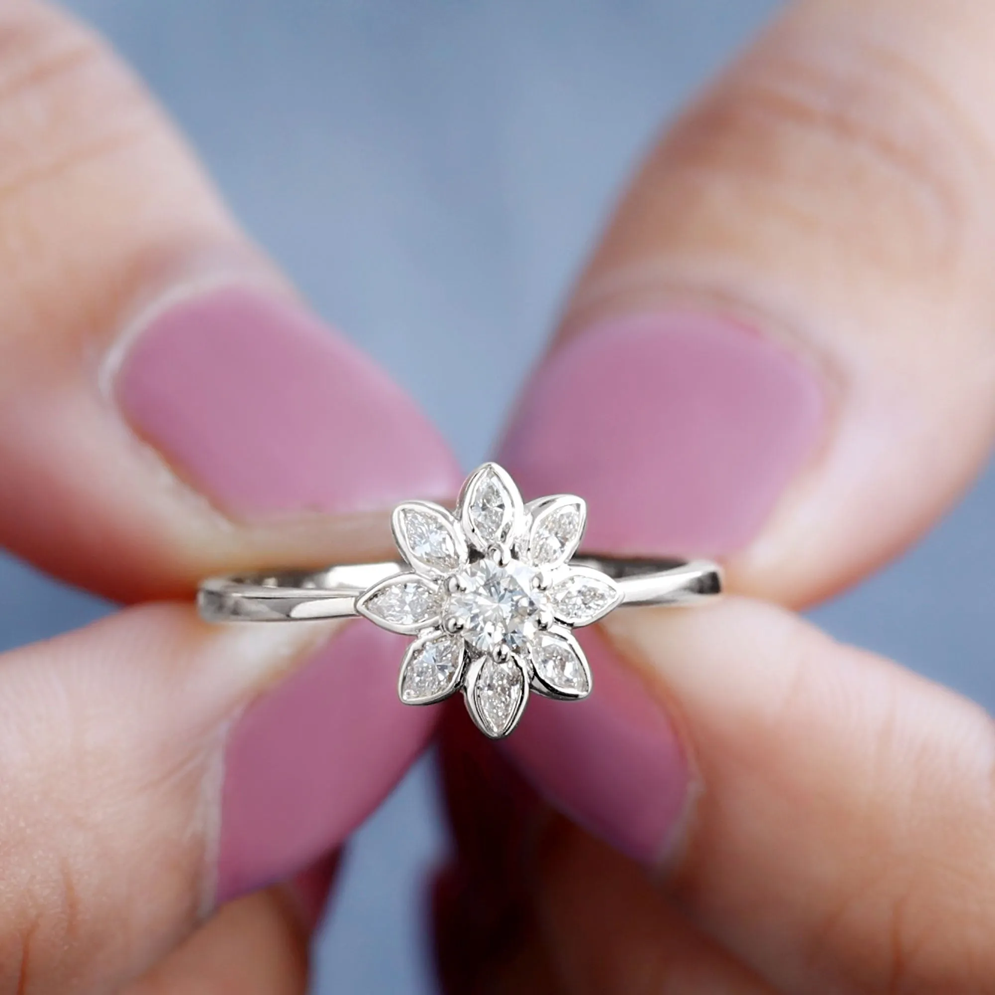 Certified Moissanite Flower Ring