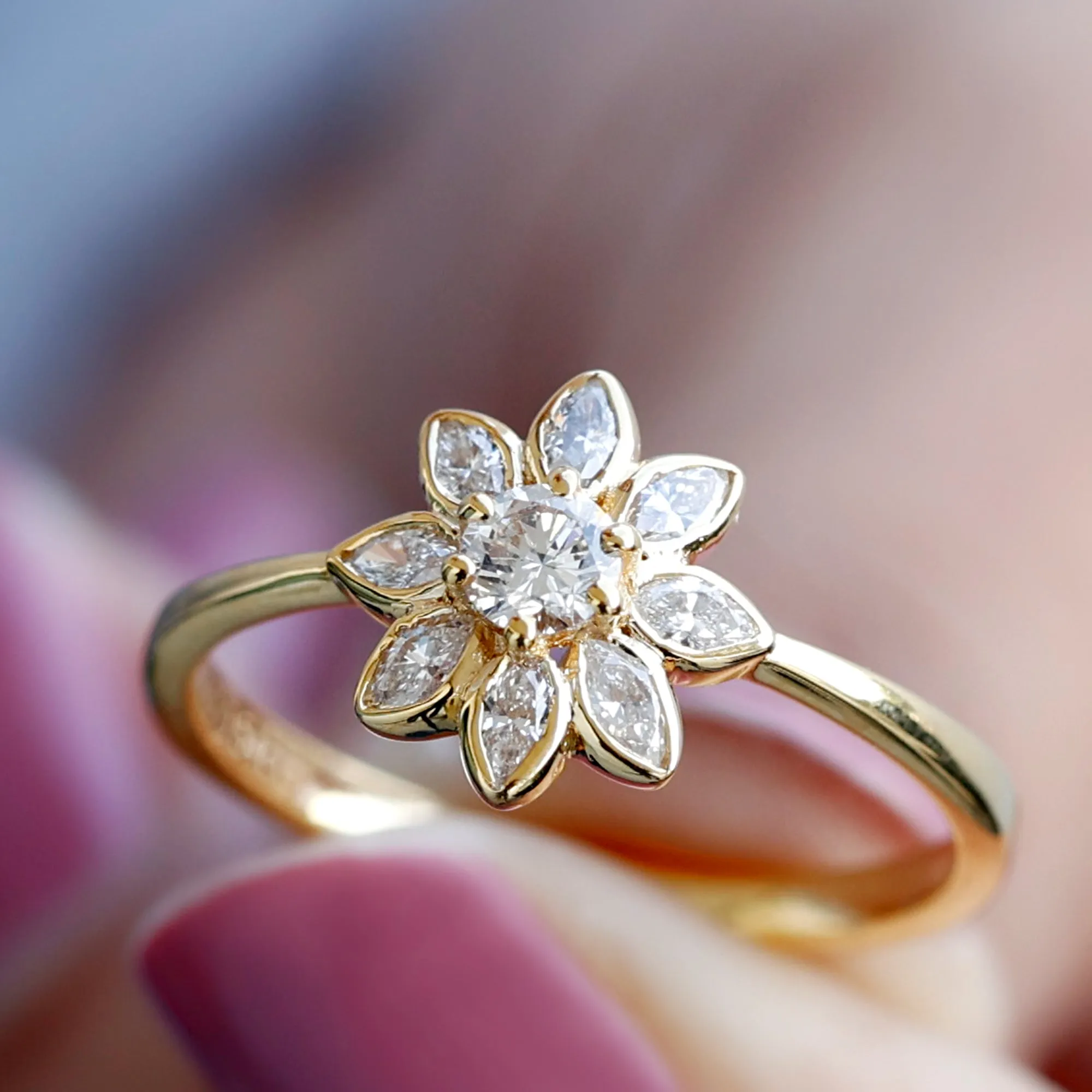 Certified Moissanite Flower Ring