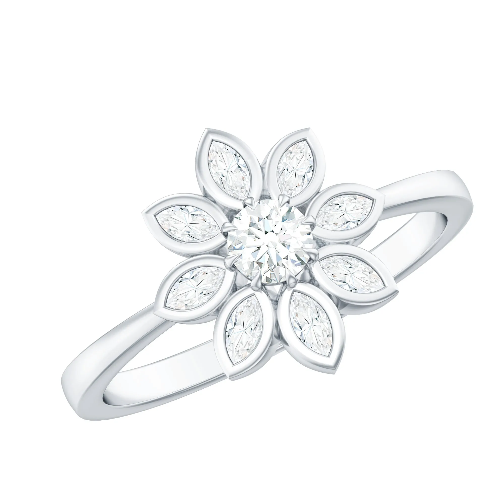 Certified Moissanite Flower Ring