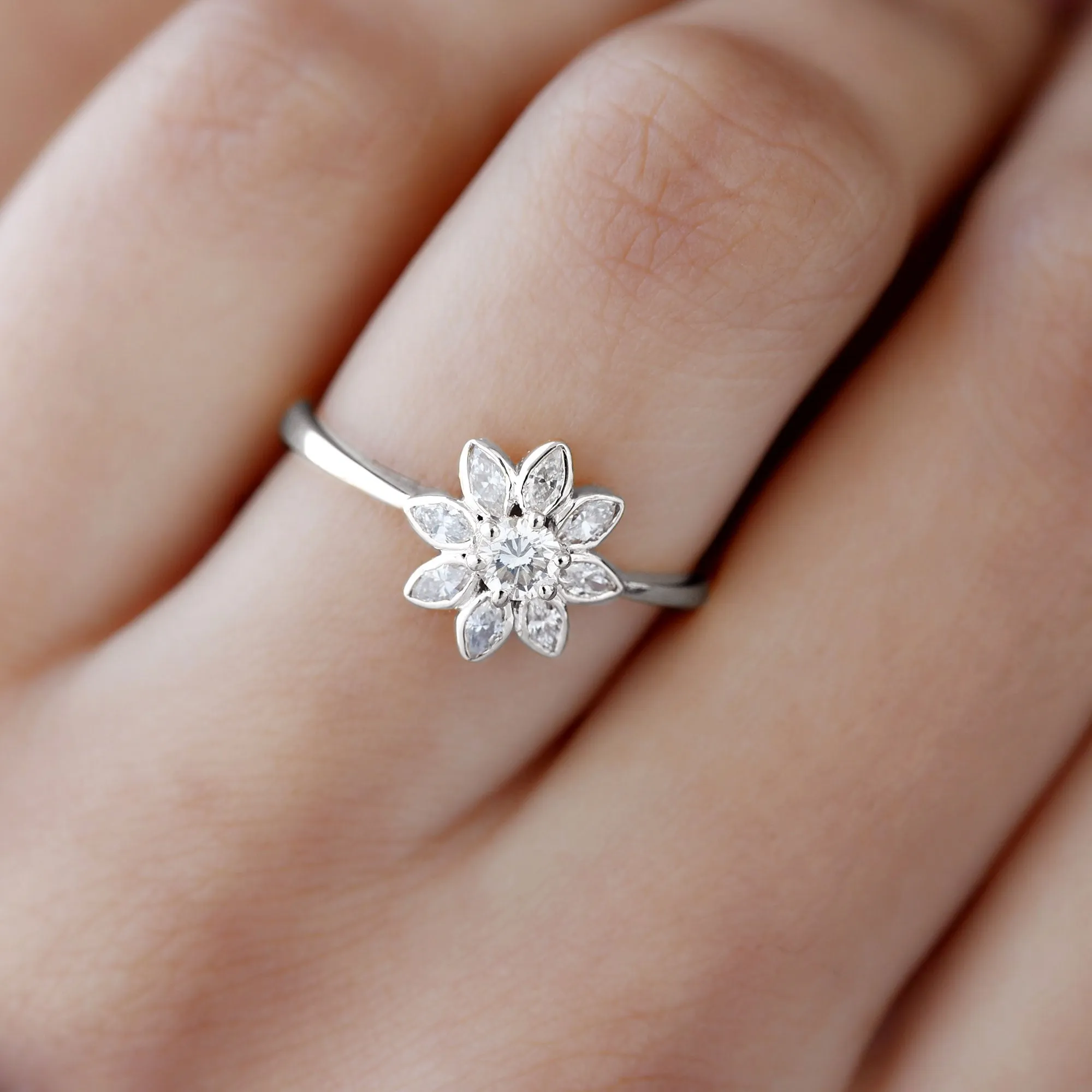 Certified Moissanite Flower Ring